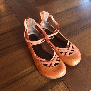 Miz Mooz  Size 9 Orange Leather Flat Mary Jane